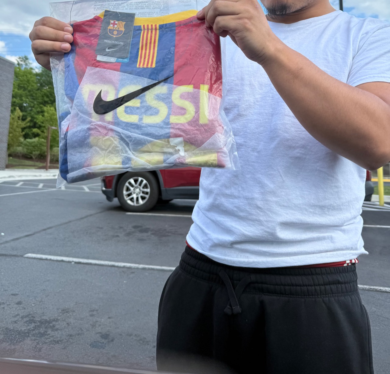 Local pickup of a Barcelona Messi jersey
